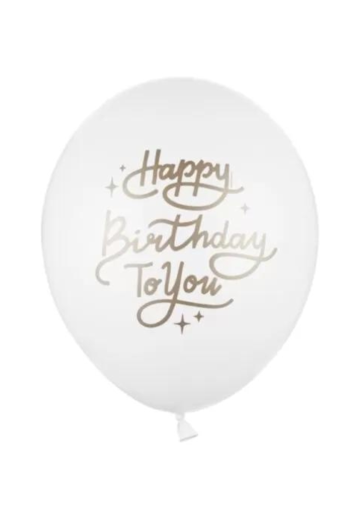 Balon lateksowy Happy Birthday biały PD